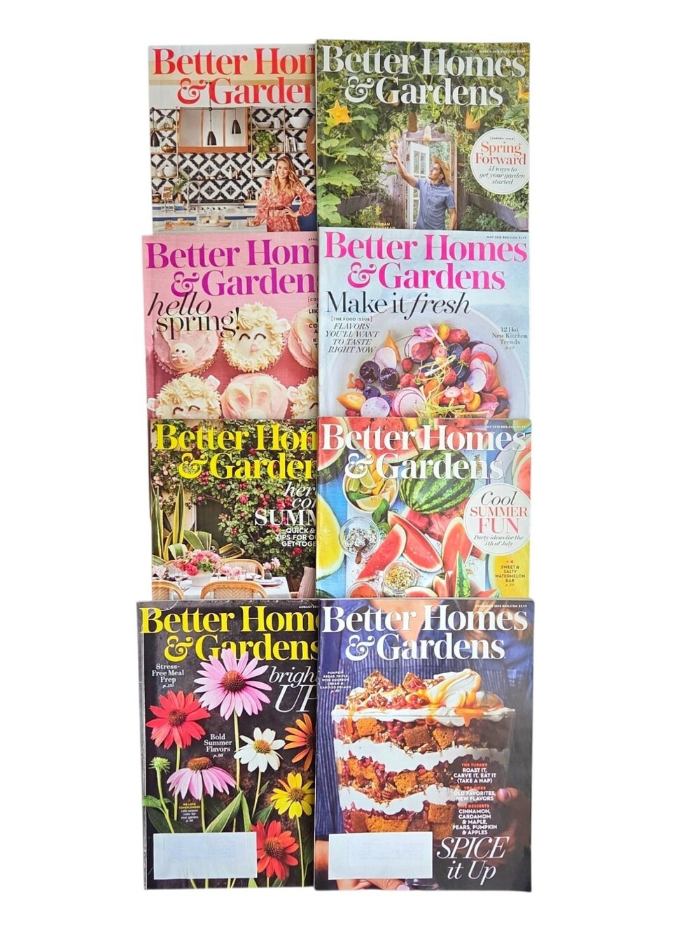 Lot of 8 Better Homes and Gardens magazines 2018 decor recipes Hilary Duff